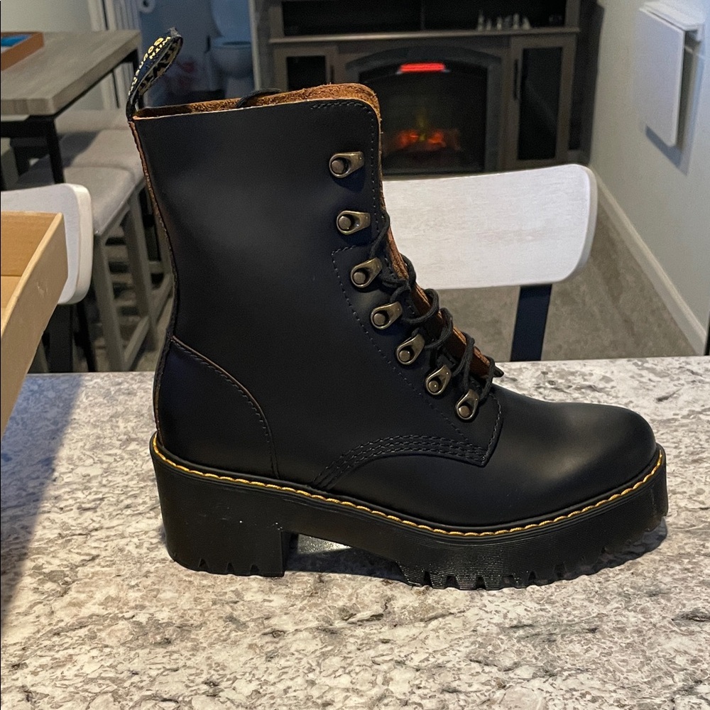 Dr. Martens Air Wair Leona Black Lace-Up Ankle Boots